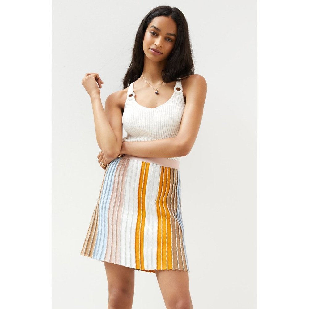 Anthropologie Eva Franco Shimmer Striped Pastel Knit Mini Skirt - Picture 1 of 3